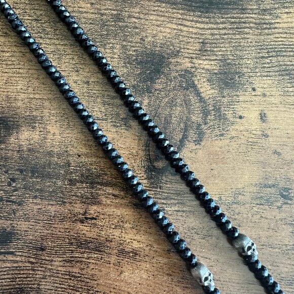 David Yurman Memento Mori Skull Station Necklace w/ Black Spinel - 23" - Picture 7 of 15